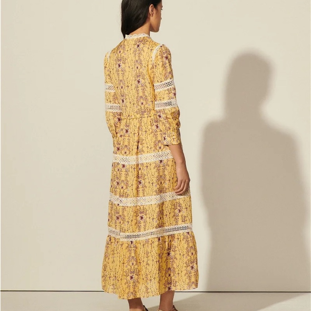 Sandro floral maxi dress with lace trim - Picture 3 of 12